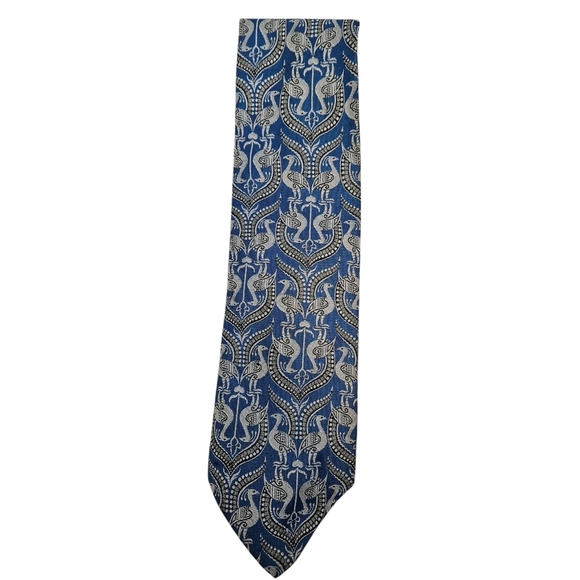 Vintage Superba Dacron Polyester Blue & Gray Peacock Necktie Men's A101 - Picture 8 of 9